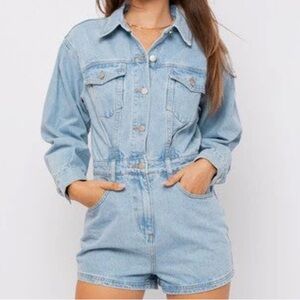 Brand new long sleeve denim romper size medium